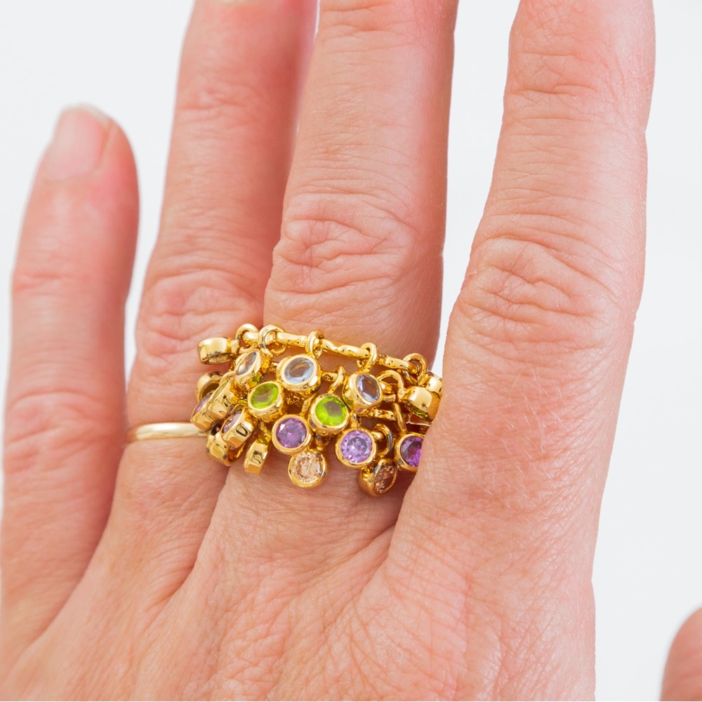 8KT gold bonded sterling silver ring colored stones Technibond 8